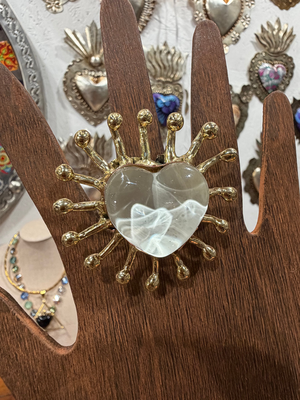 New White Sacred Heart Ring