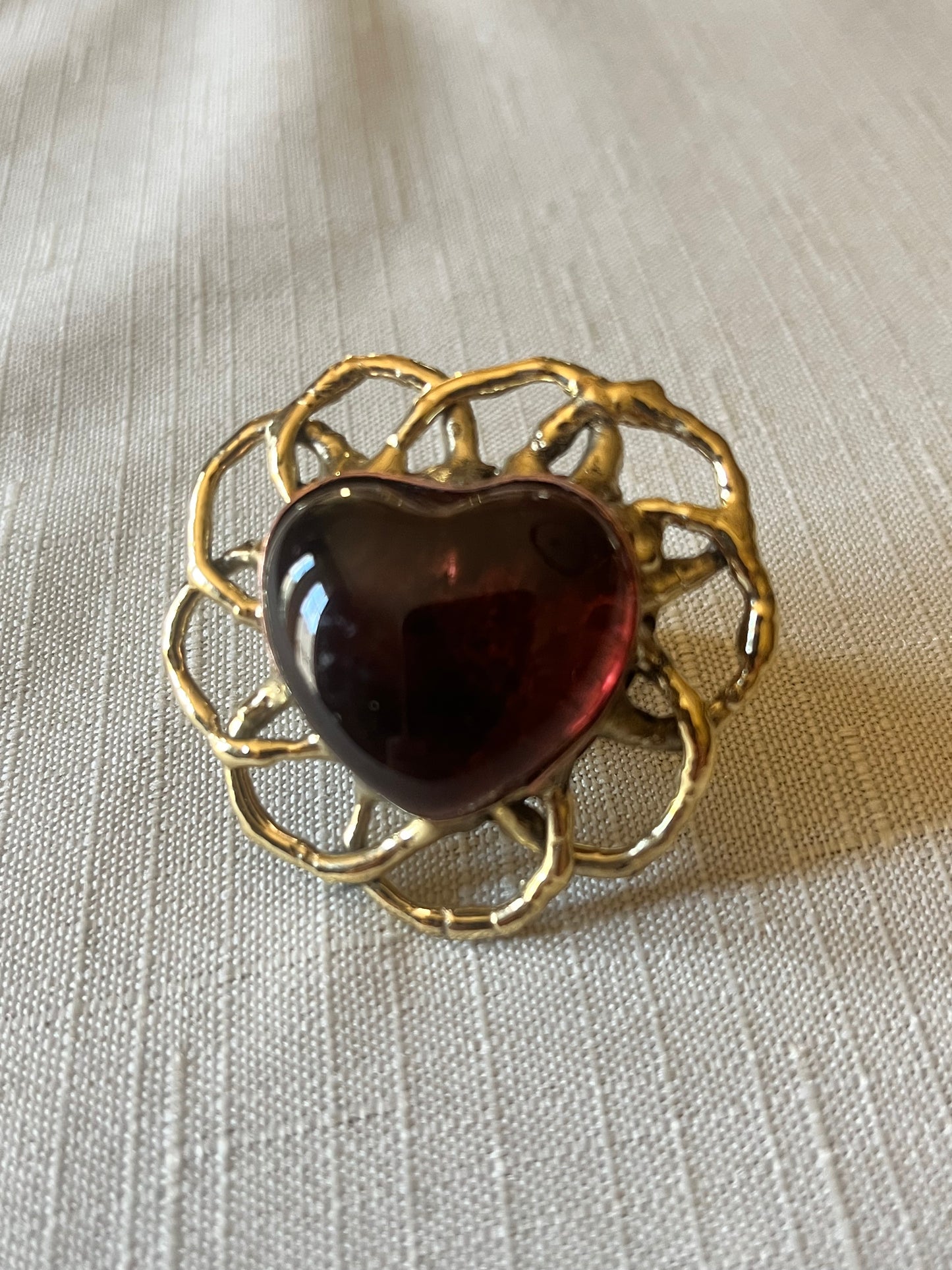 Amber Sacred Heart Ring