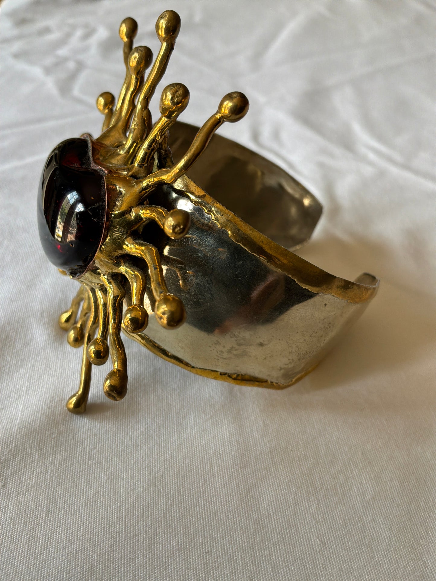 Sunburst Sacred Heart Handmade Cuff – Red