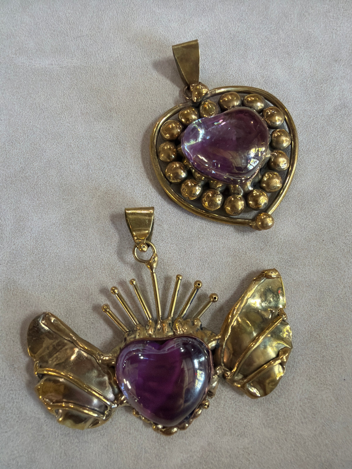 Sun Burst Pink - Iridescent purple Pendent Only - Handmade
