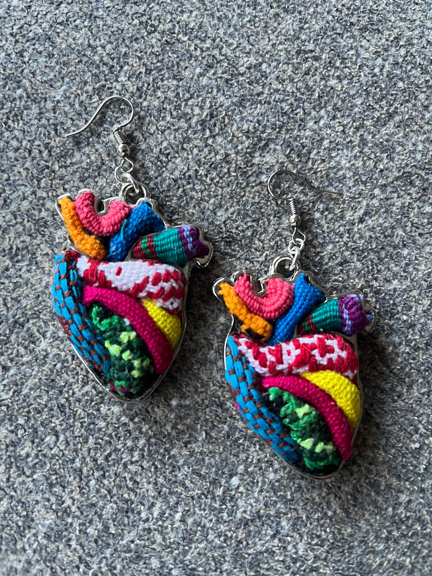 Sagrado Corazón Embroidery Anatomical Earrings