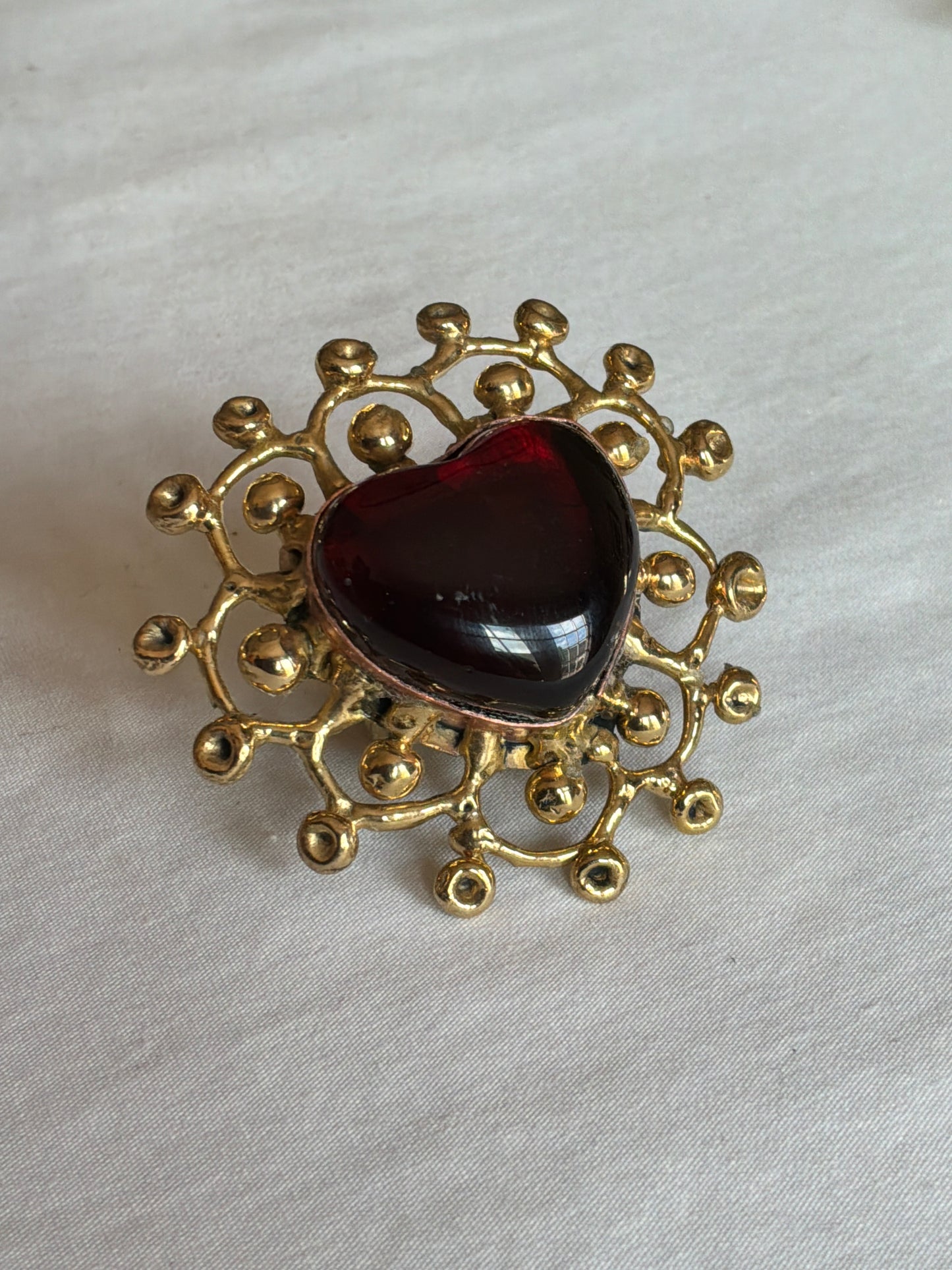 Sunburst - Sacred Heart Glass Ring - Red