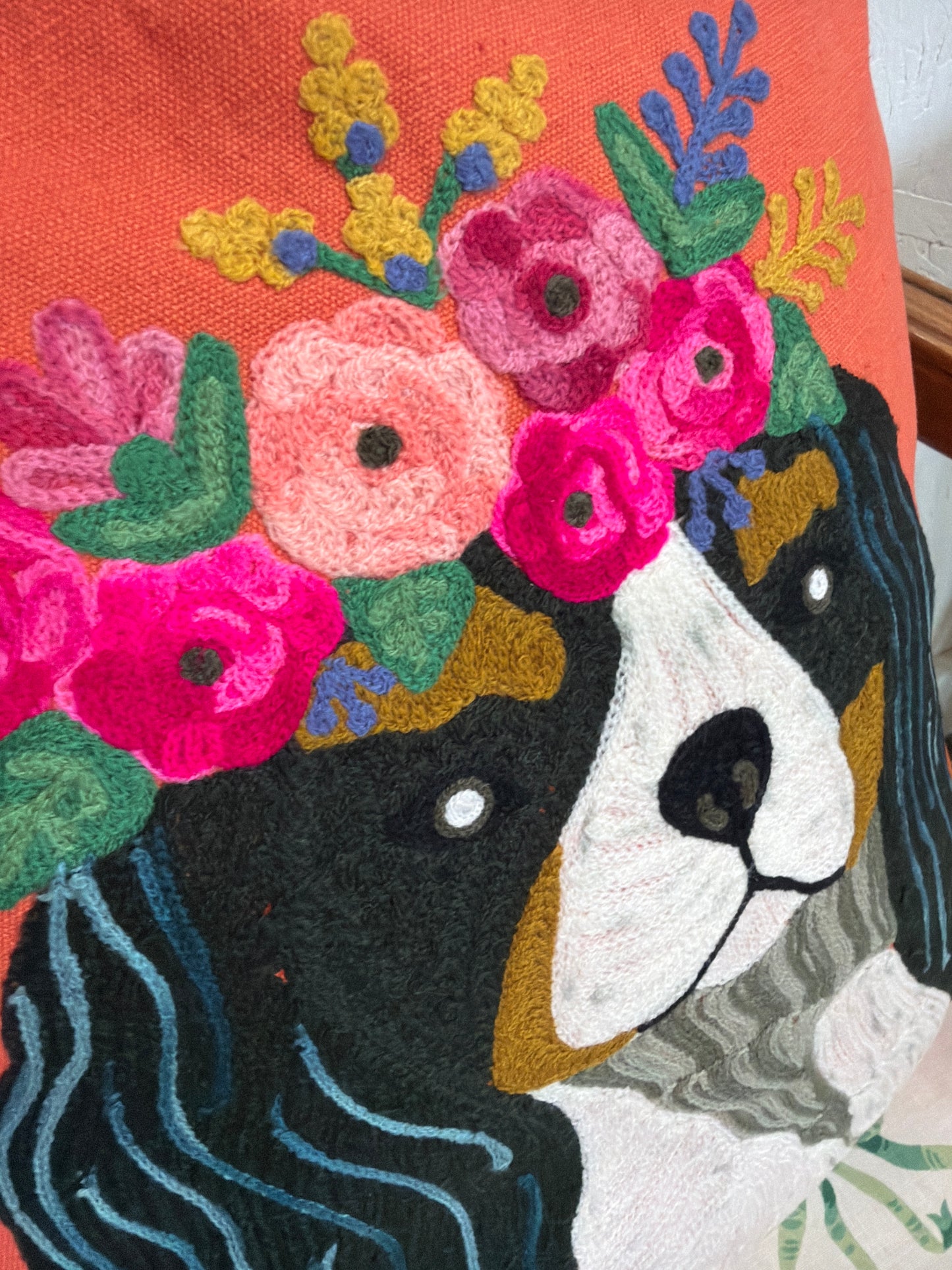 Puppy Flower Crown Pillow
