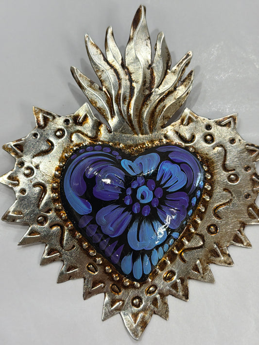 New Sacred Heart Deep Purple Antique Silver