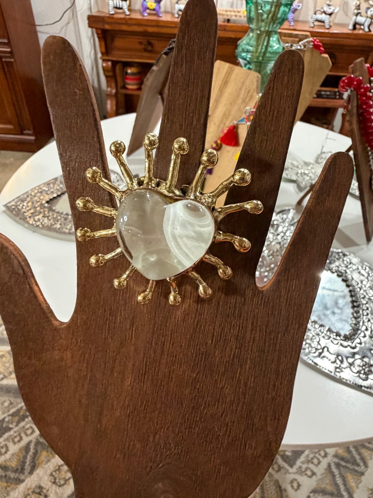New White Sacred Heart Ring