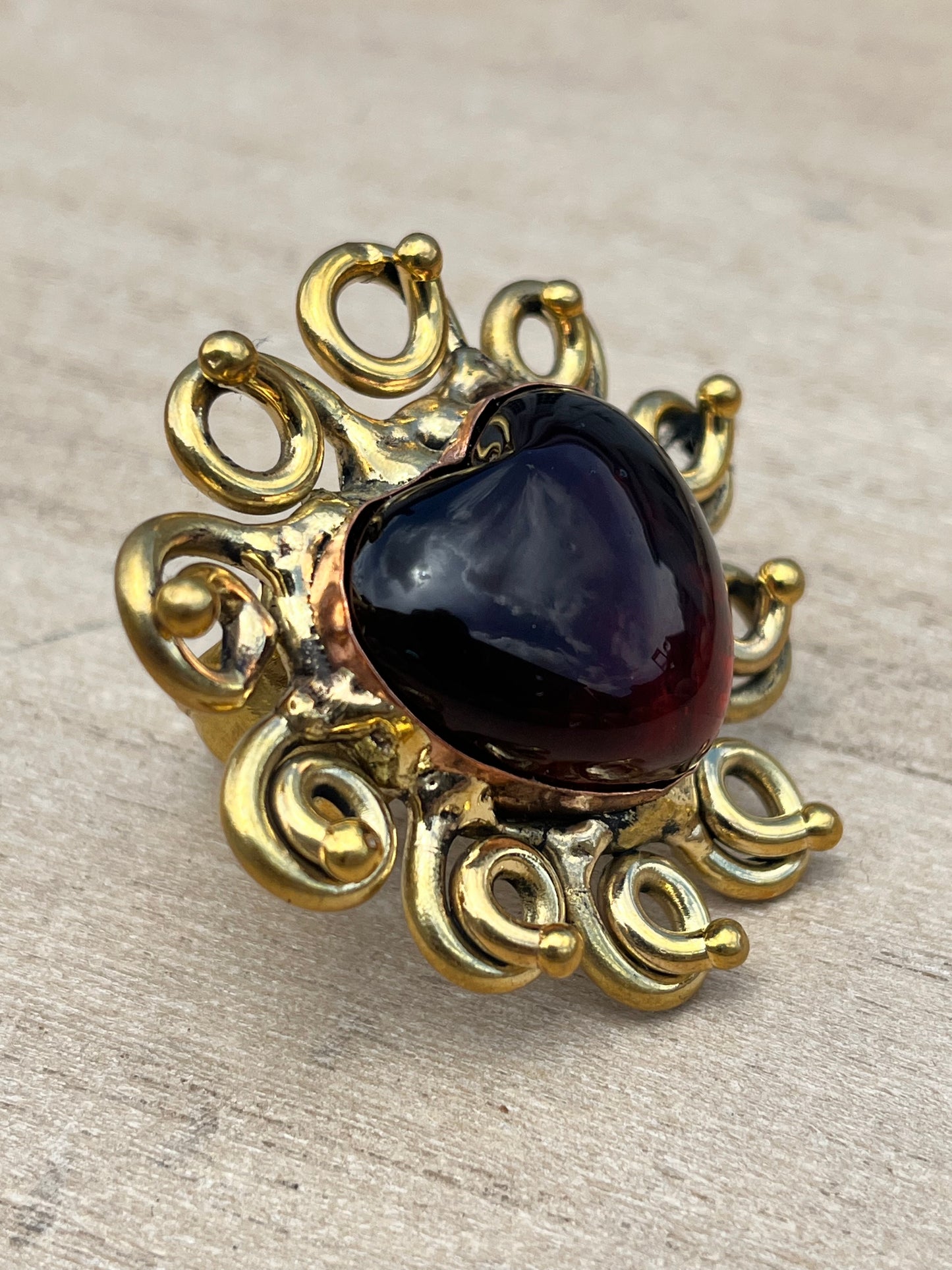 Sunburst - Sacred Heart Glass Ring - Red