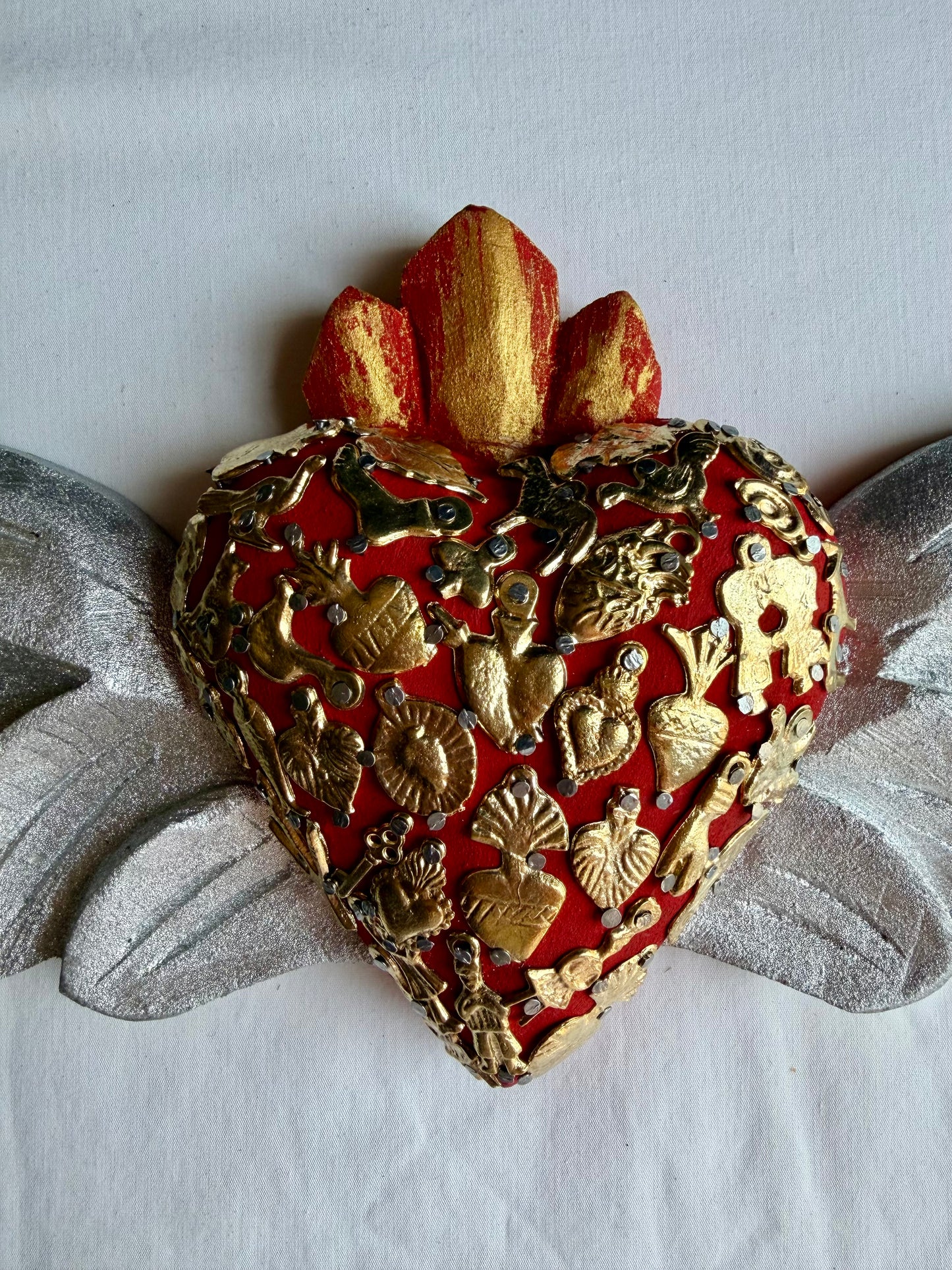 Handcrafted Milagro Sacred Heart Wings Wall Art