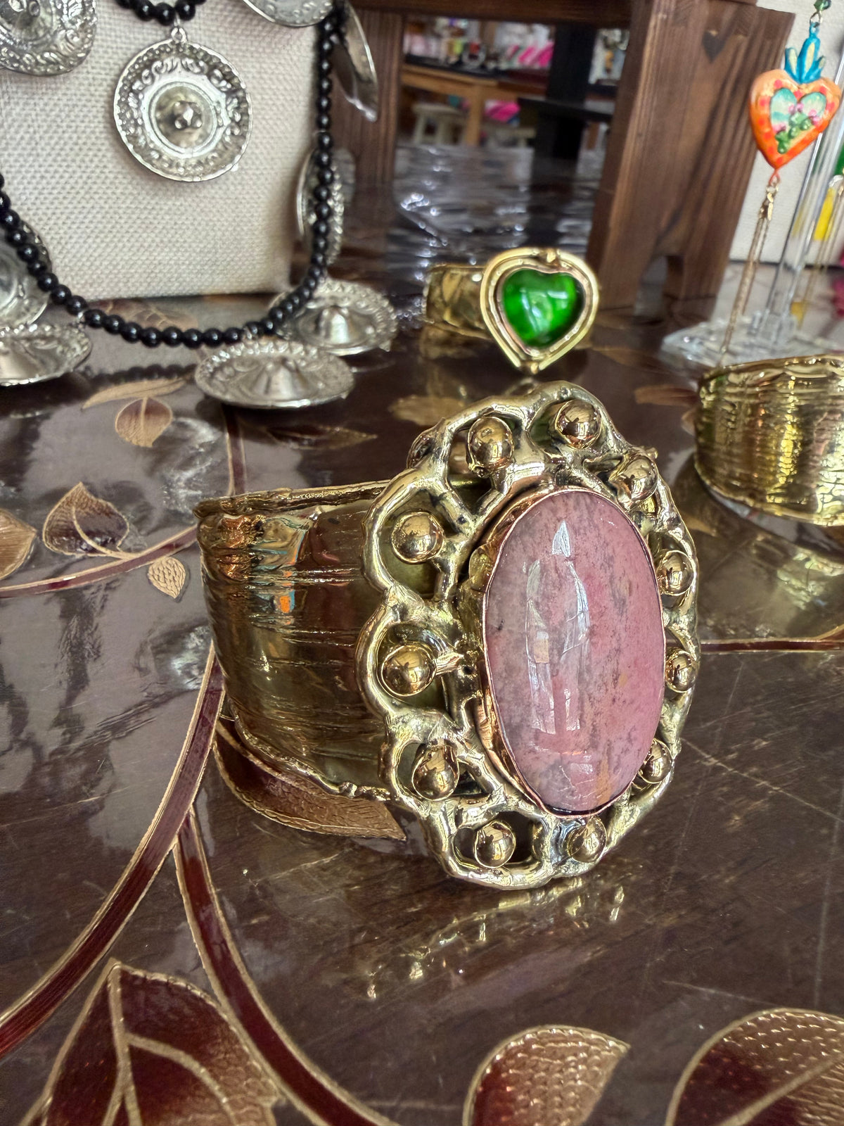 Pink Stone Cuff Bracelet