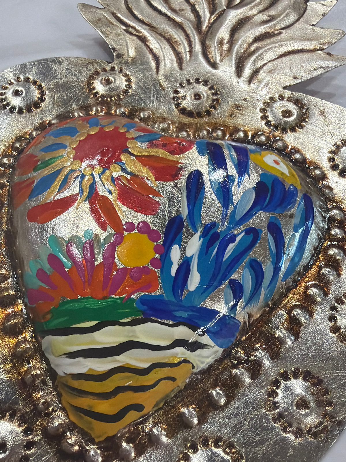 New Sacred Heart Silver Antique Finish - Escena