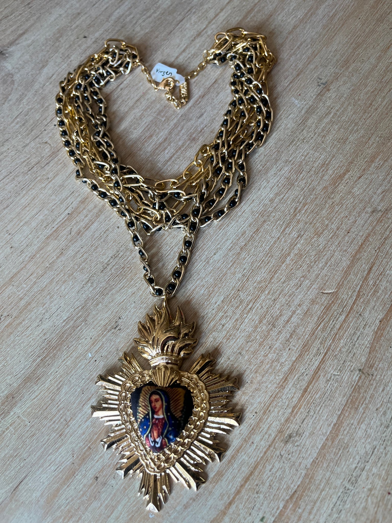 La Virgen de Guadalupe Sagrado Corazon Necklace Collares