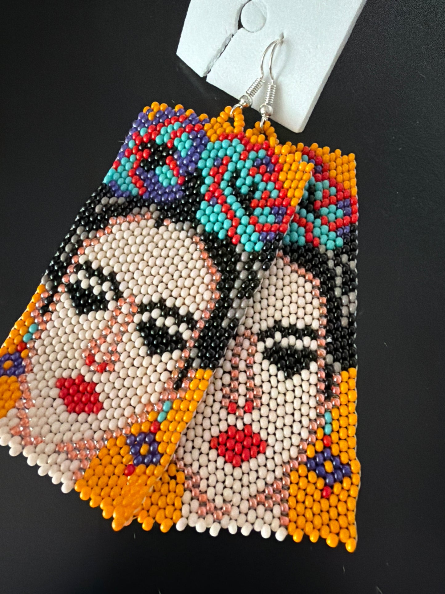 Handmade Beaded Earrings – Frida Kahlo Inspired
