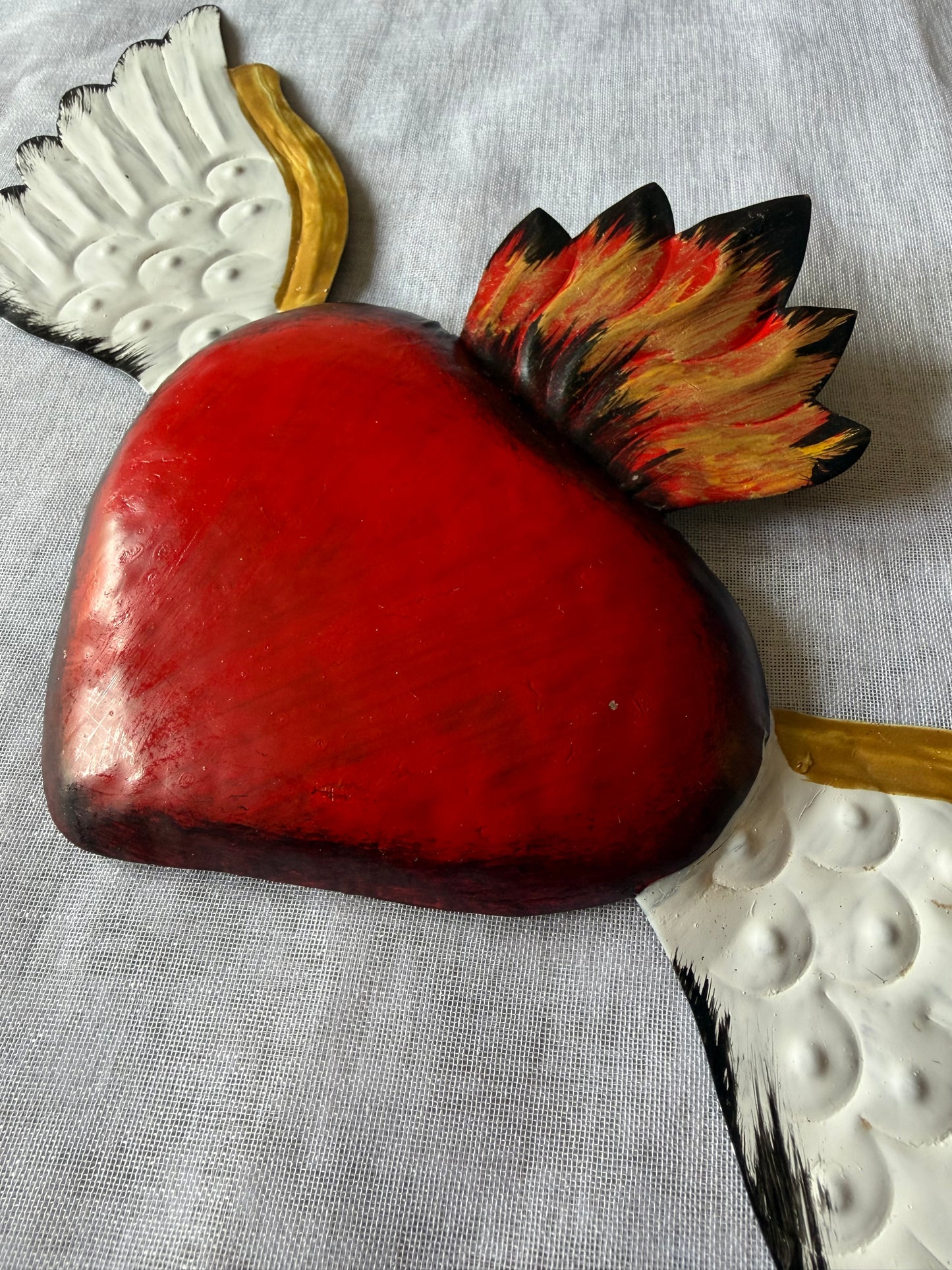 Sacred Red Heart Wings - Metal