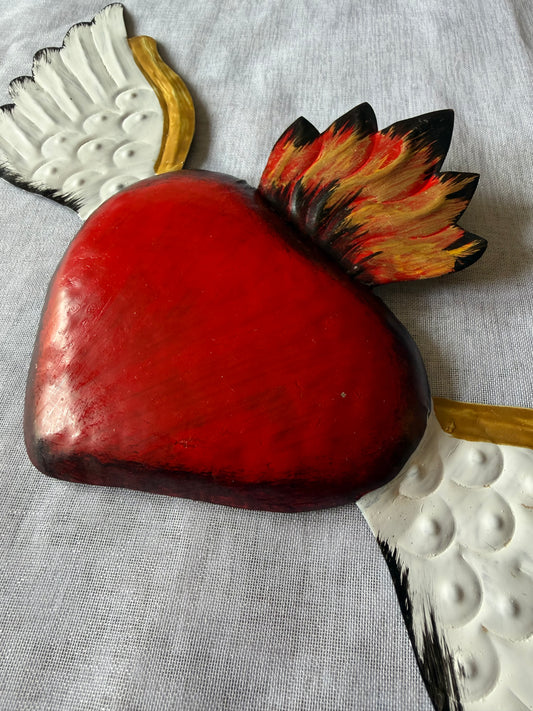 Sacred Red Heart Wings - Metal