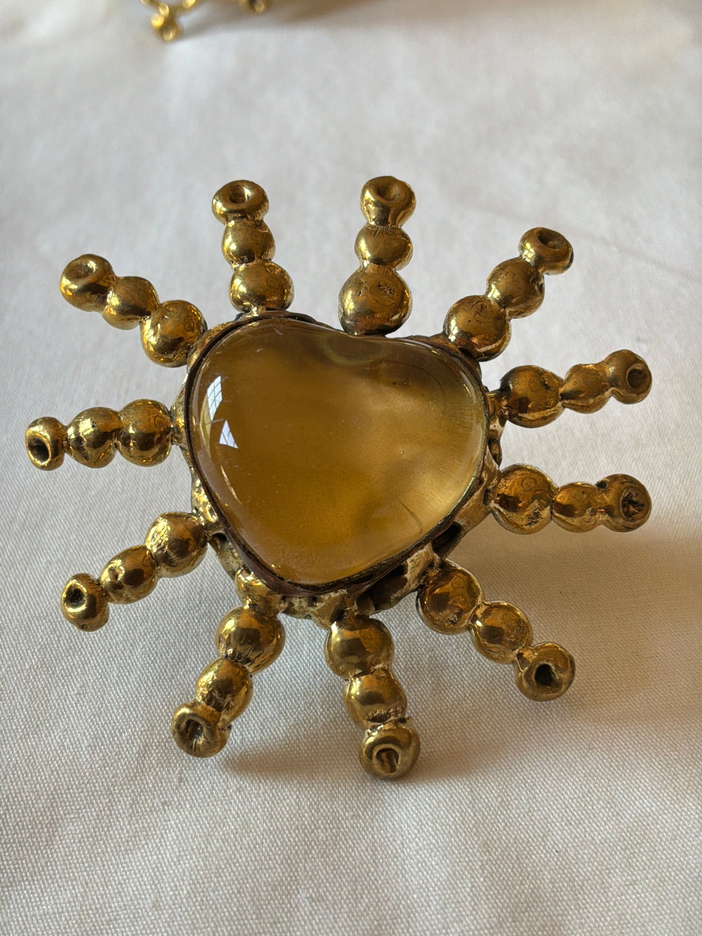 Sunburst Sacred Heart Handmade Ring - Yellow