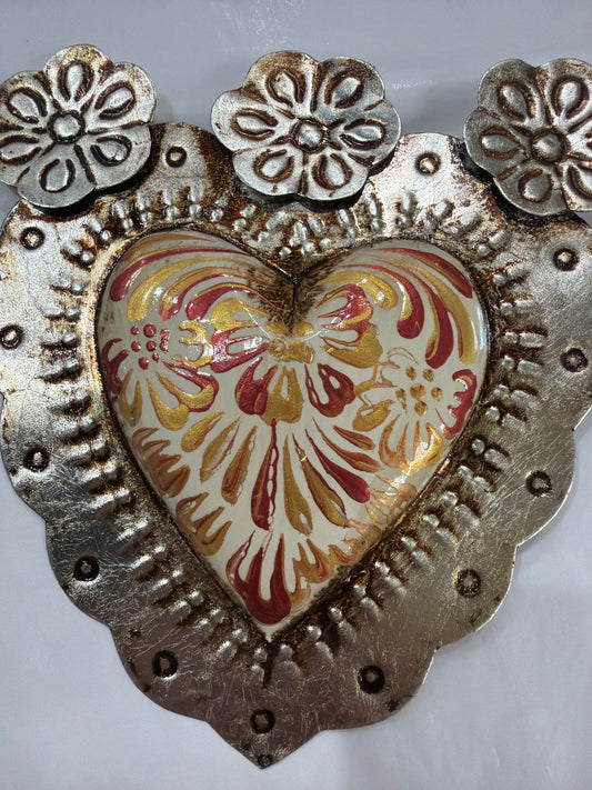 New Warm Tones Sacred Heart Antique Silver