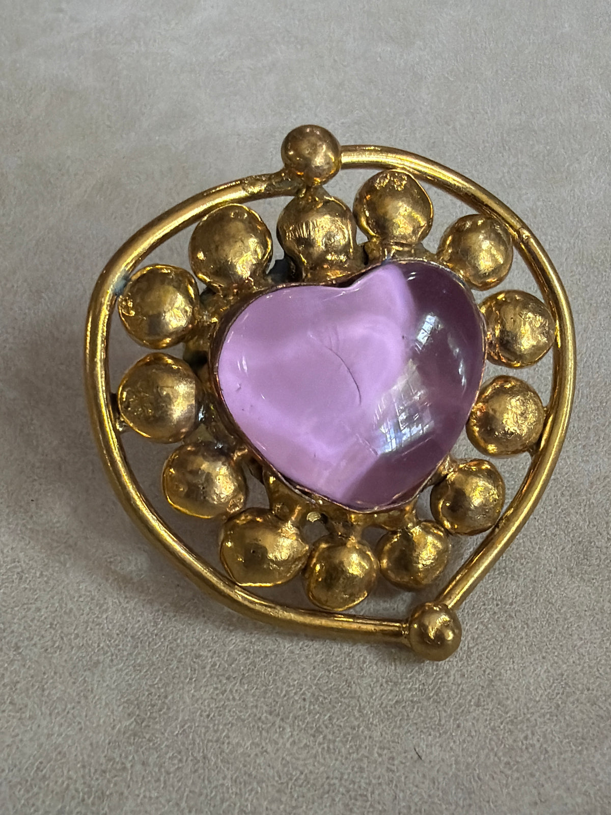 Sunbursts Sacred Heart Handmade Ring - Deep Purple & Purple Iridescent