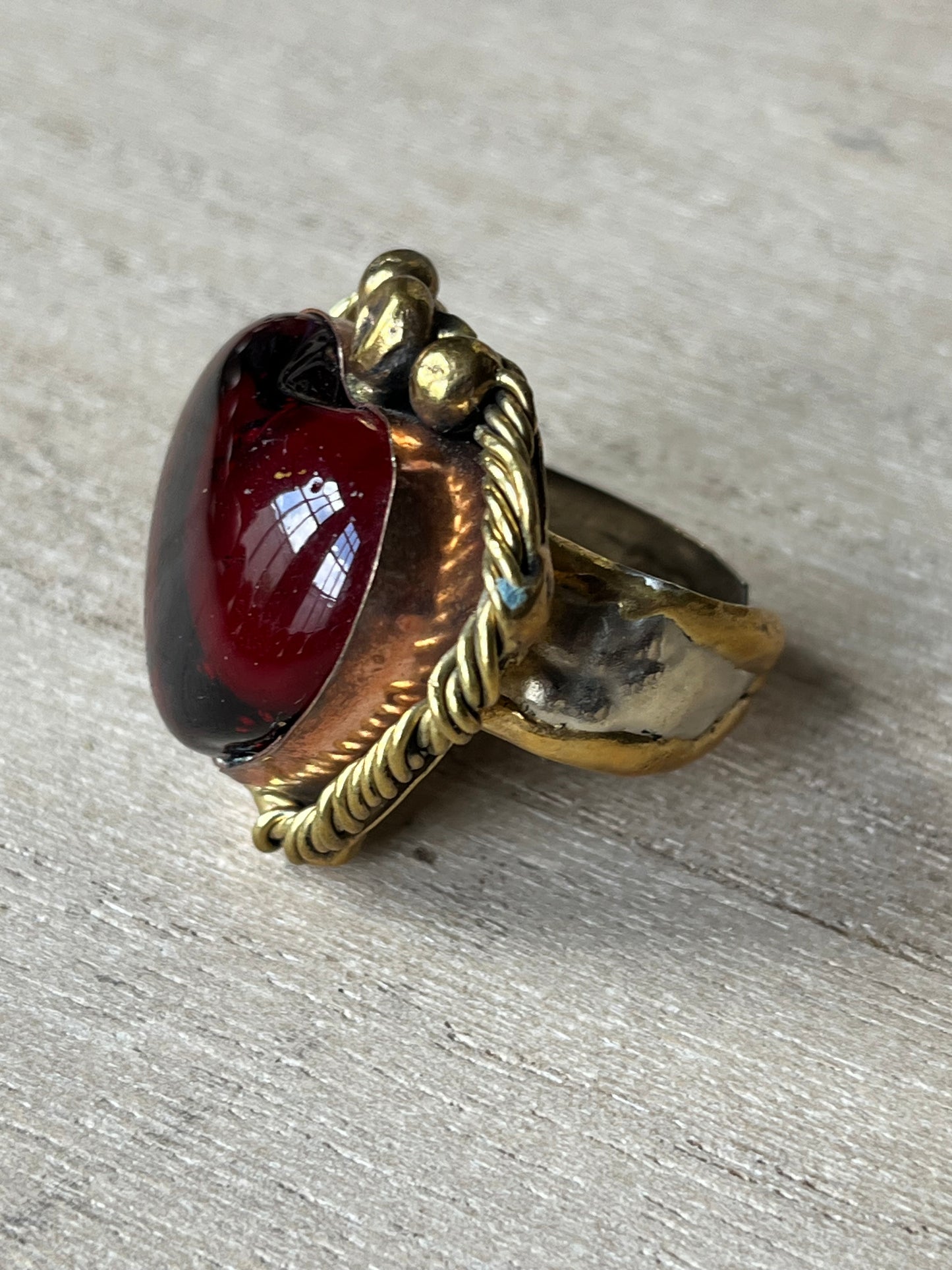 Sunburst - Sacred Heart Glass Ring - Red