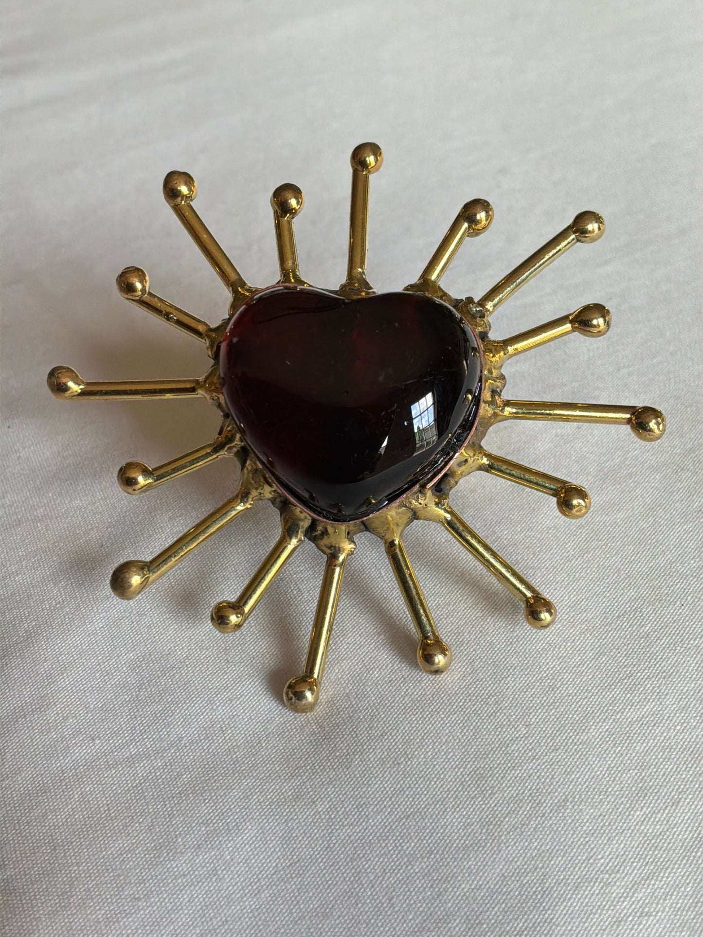 Sunburst - Sacred Heart Glass Ring - Red