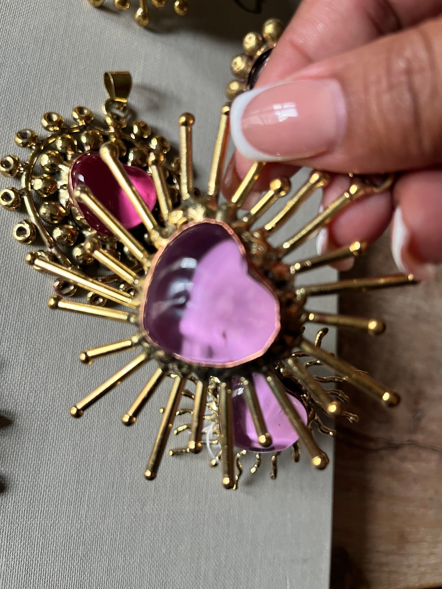 Sun Burst Pink Pendent Necklace - San Miguel de Allende