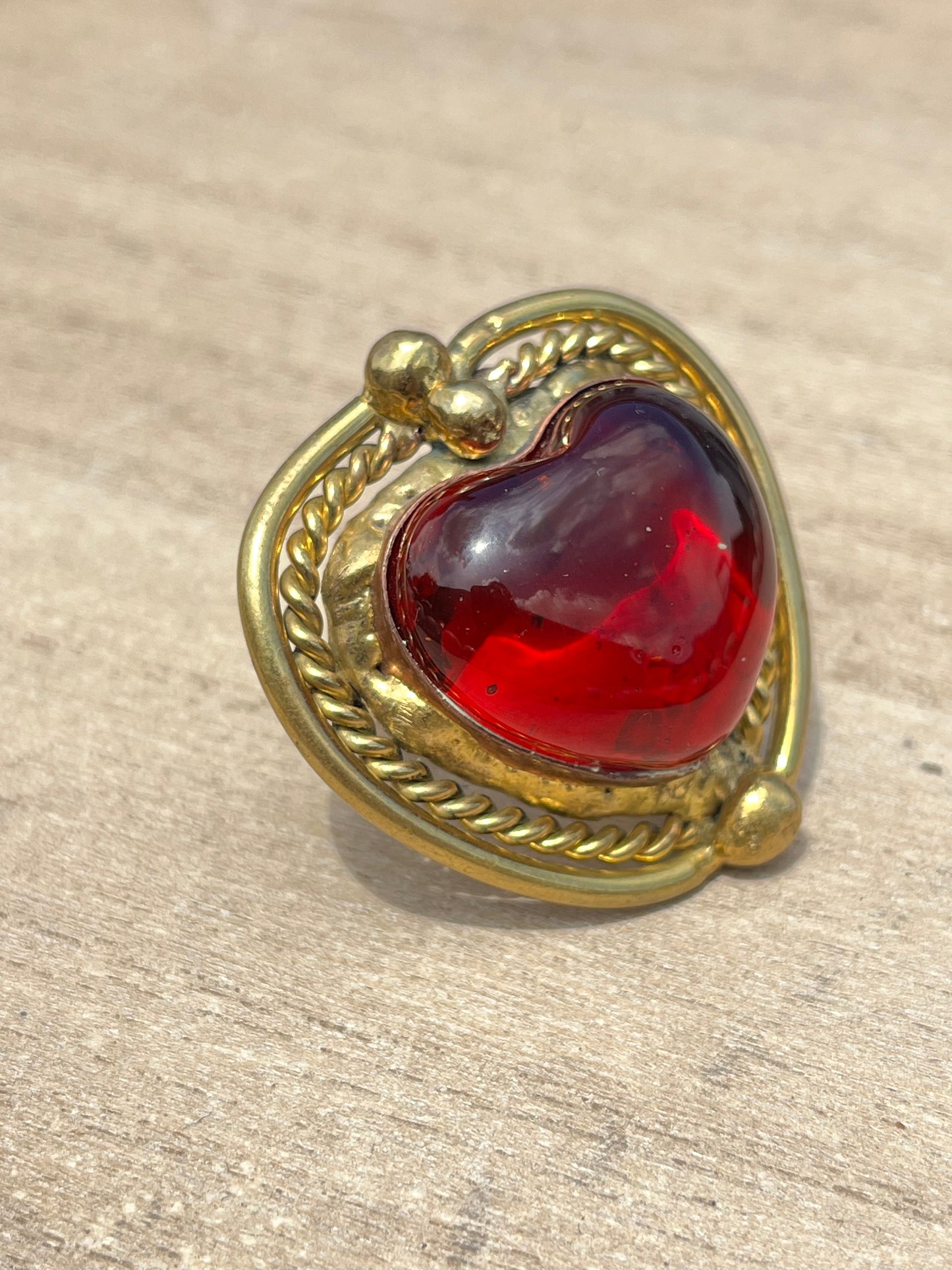 Sunburst - Sacred Heart Glass Ring - Red