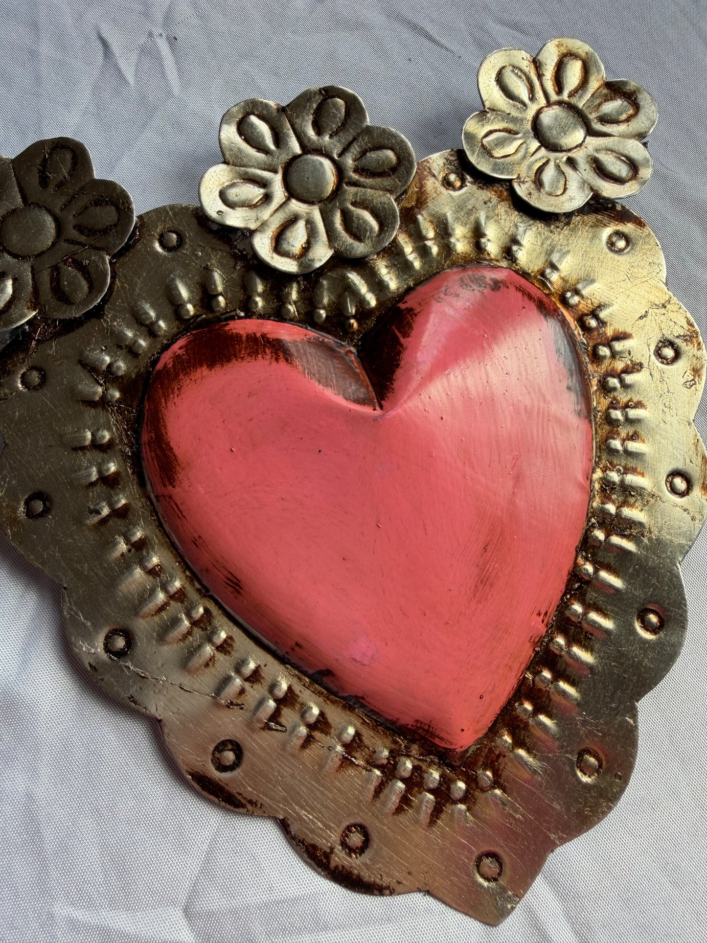 Flower Sacred Heart Antique Finish