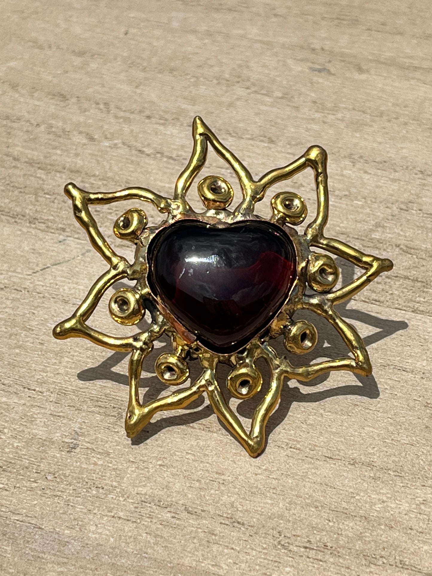 Sunburst - Sacred Heart Glass Ring - Red