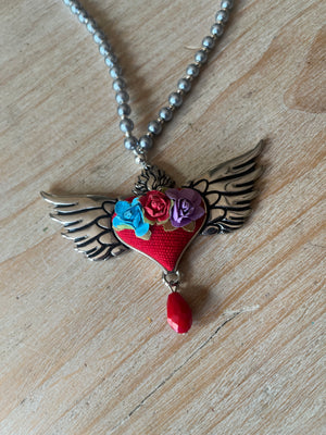 Wing Heart Flower Necklace