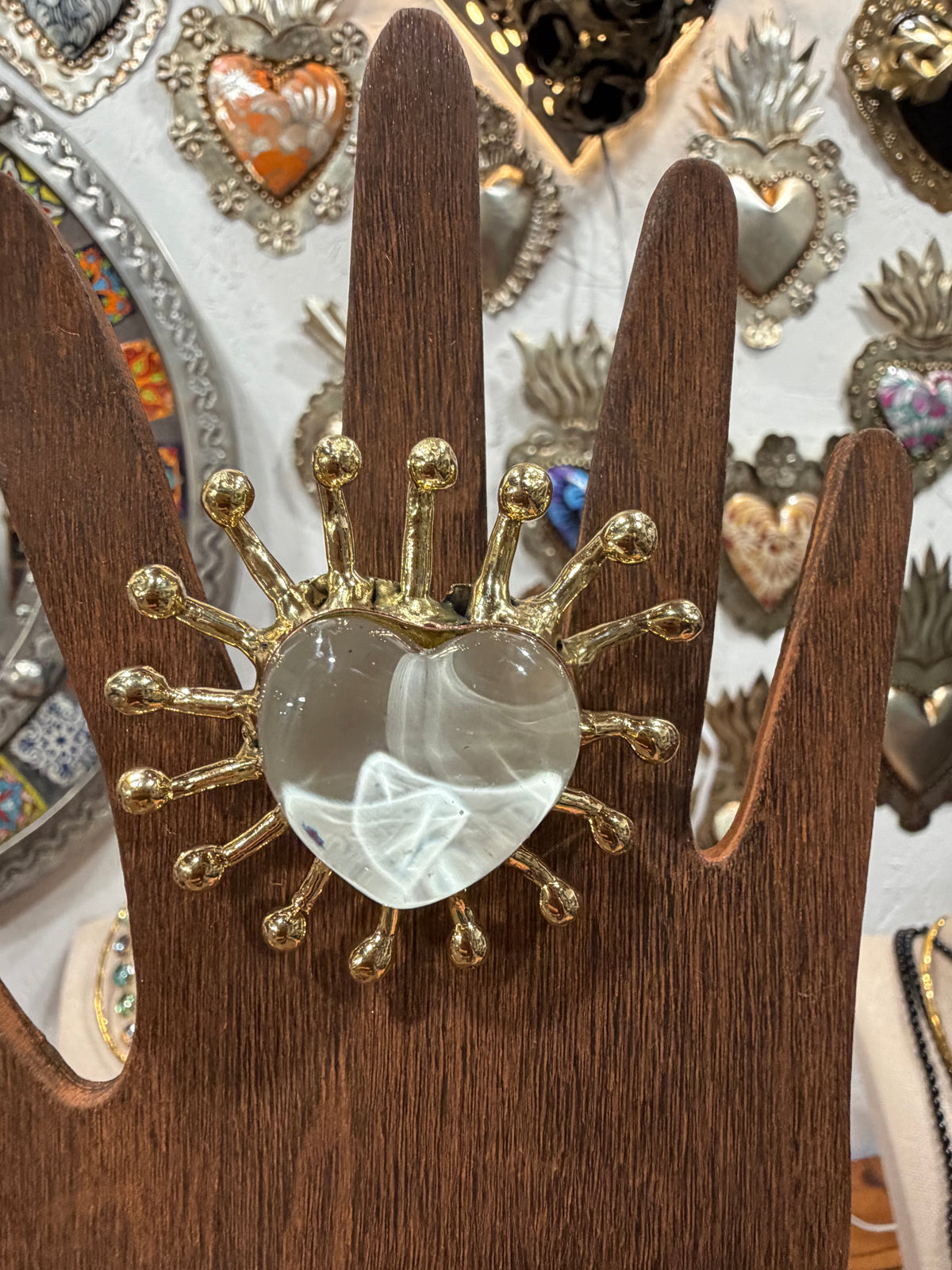 New White Sacred Heart Ring