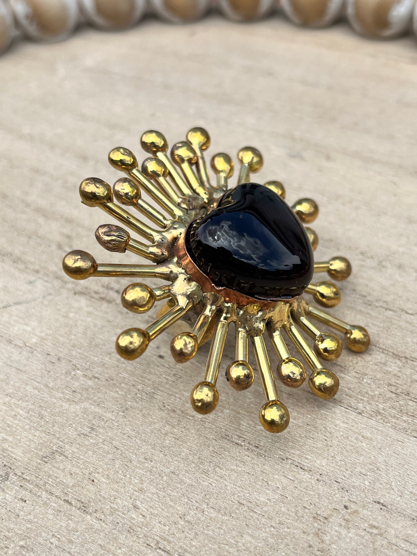 Sunburst - Sacred Heart Glass Ring - Red