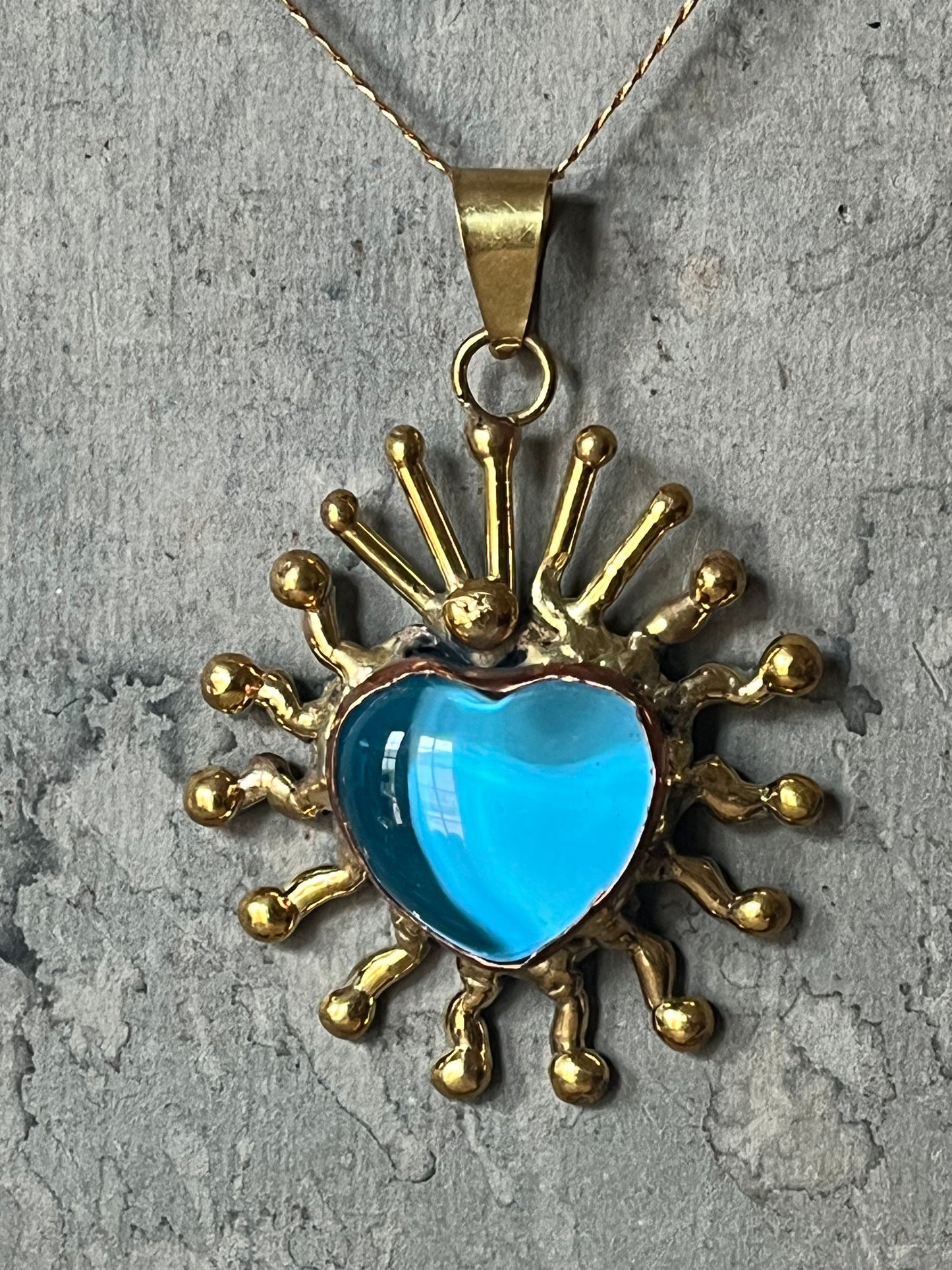 Sun Burst Blue Pendent Necklace - San Miguel de Allende