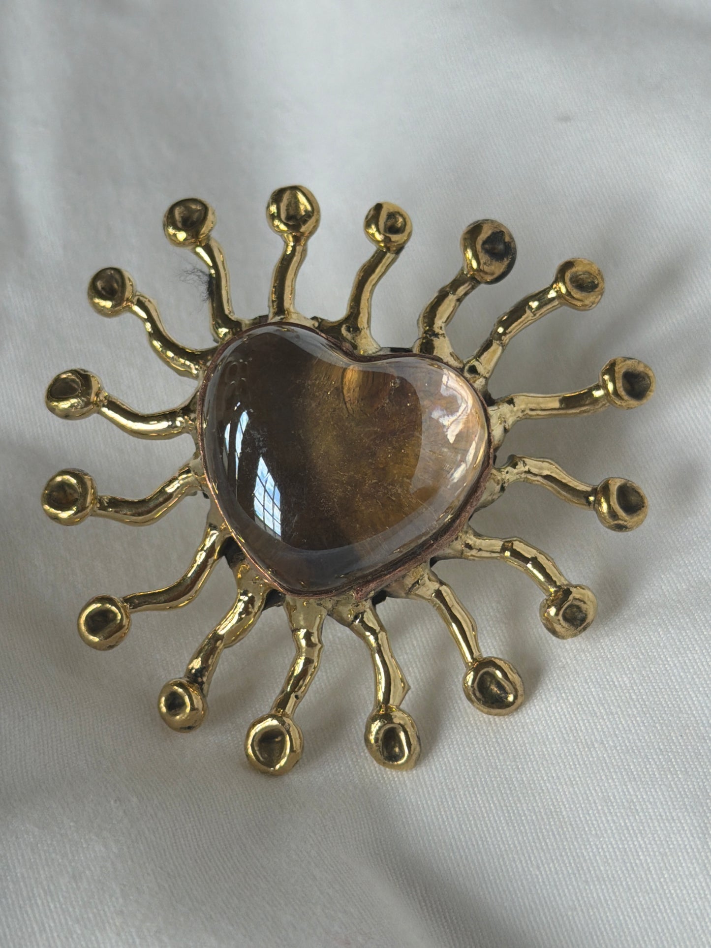 Sunburst Sacred Heart Handmade Ring - Iridescent