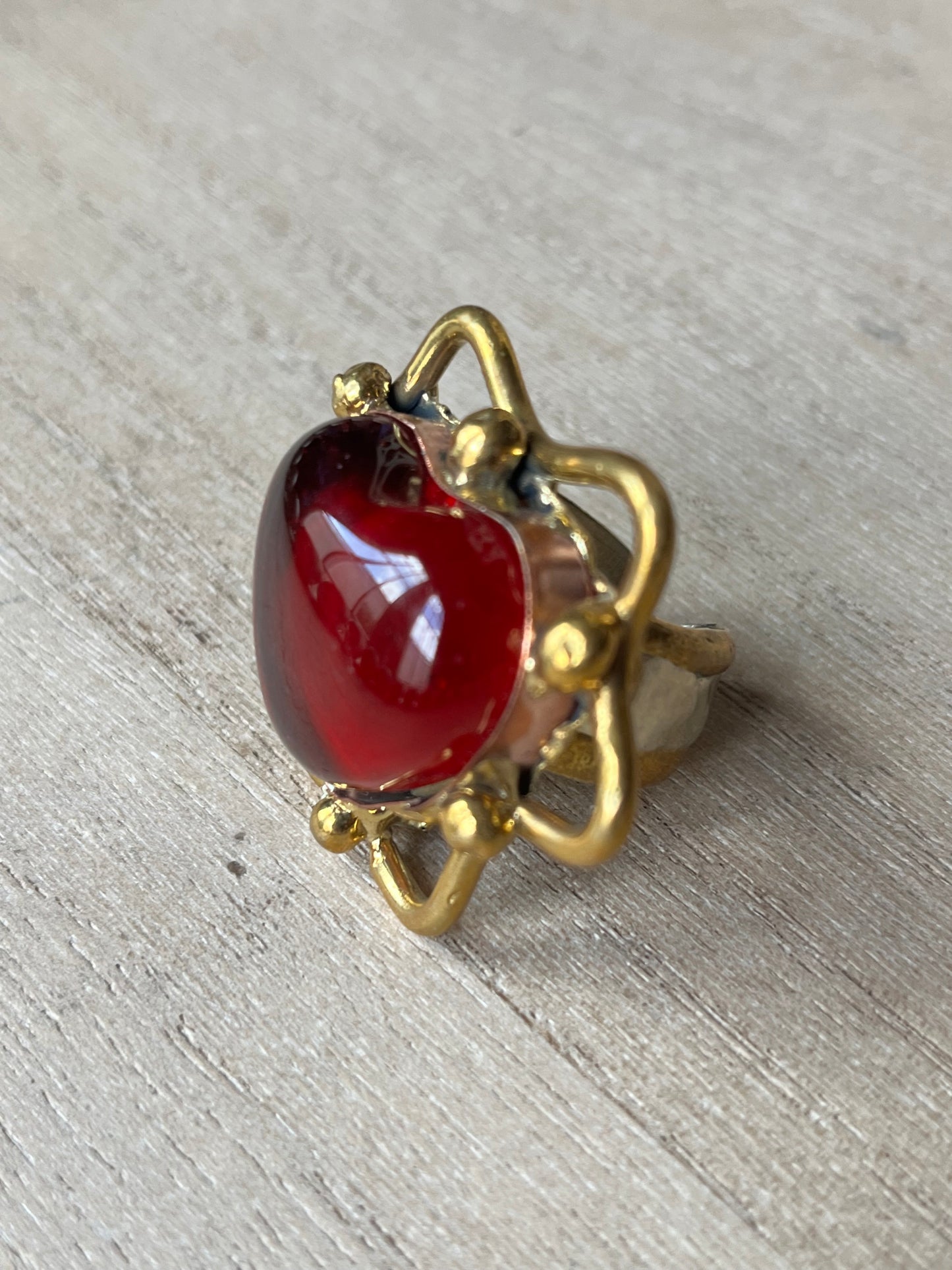 Sunburst - Sacred Heart Glass Ring - Red