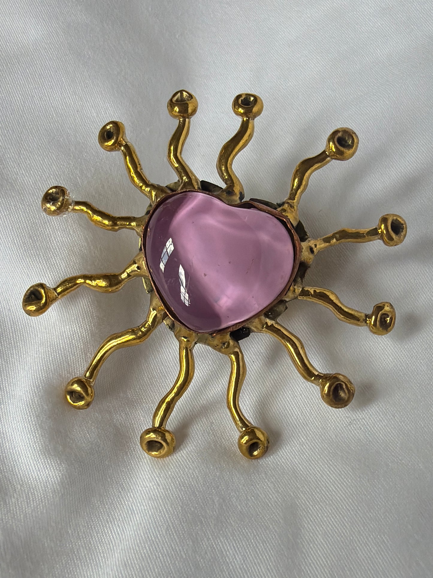 Sunburst Sacred Heart Handmade Ring - Pink Rosa