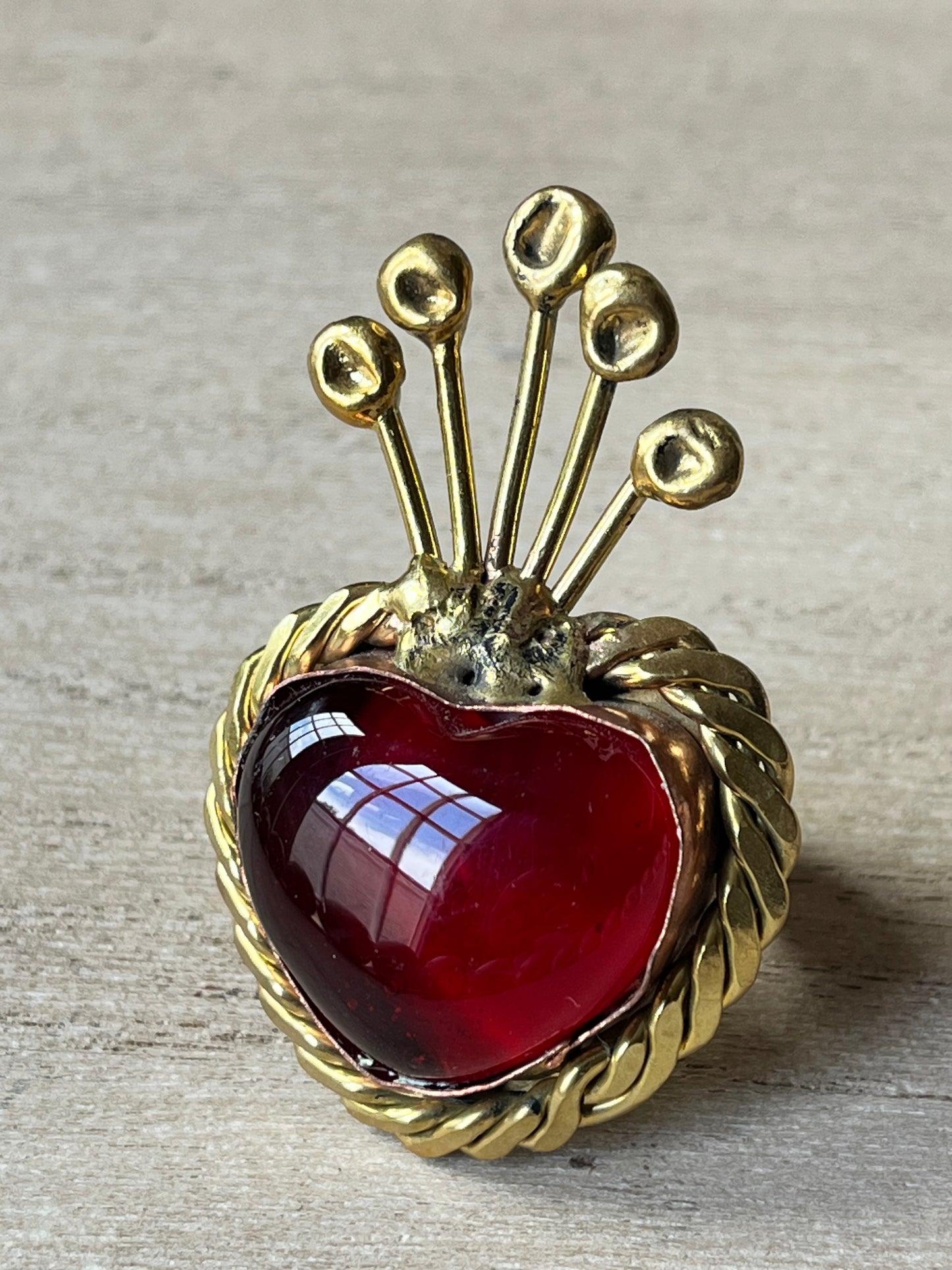 Sunburst - Sacred Heart Glass Ring - Red