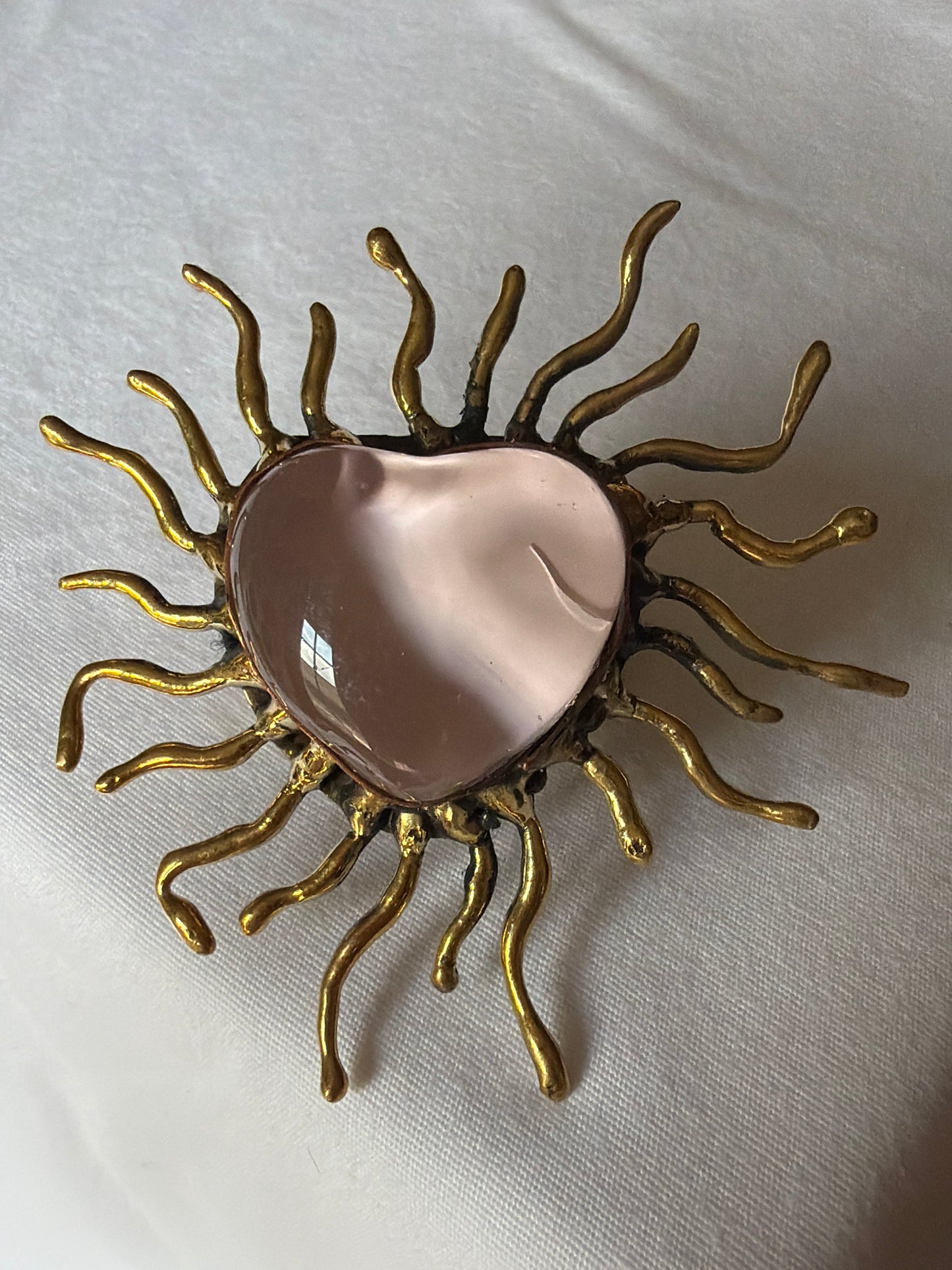 Sunburst Sacred Heart Handmade Ring - Pink Rosa