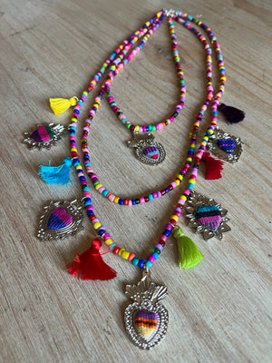 Cascada Milagro Embroidery Heart Necklace