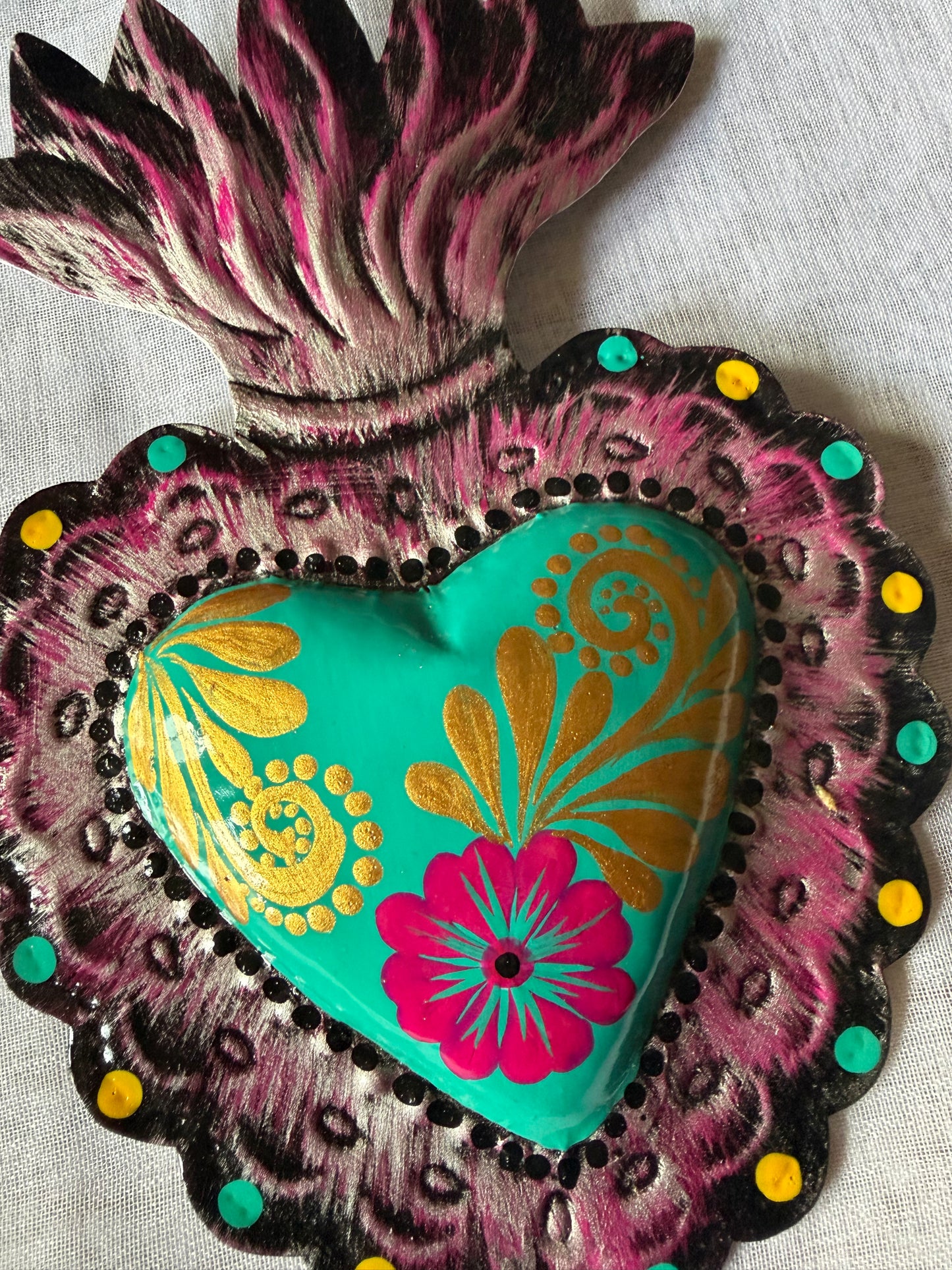 Teal Colorful Otomi Heart - Tin