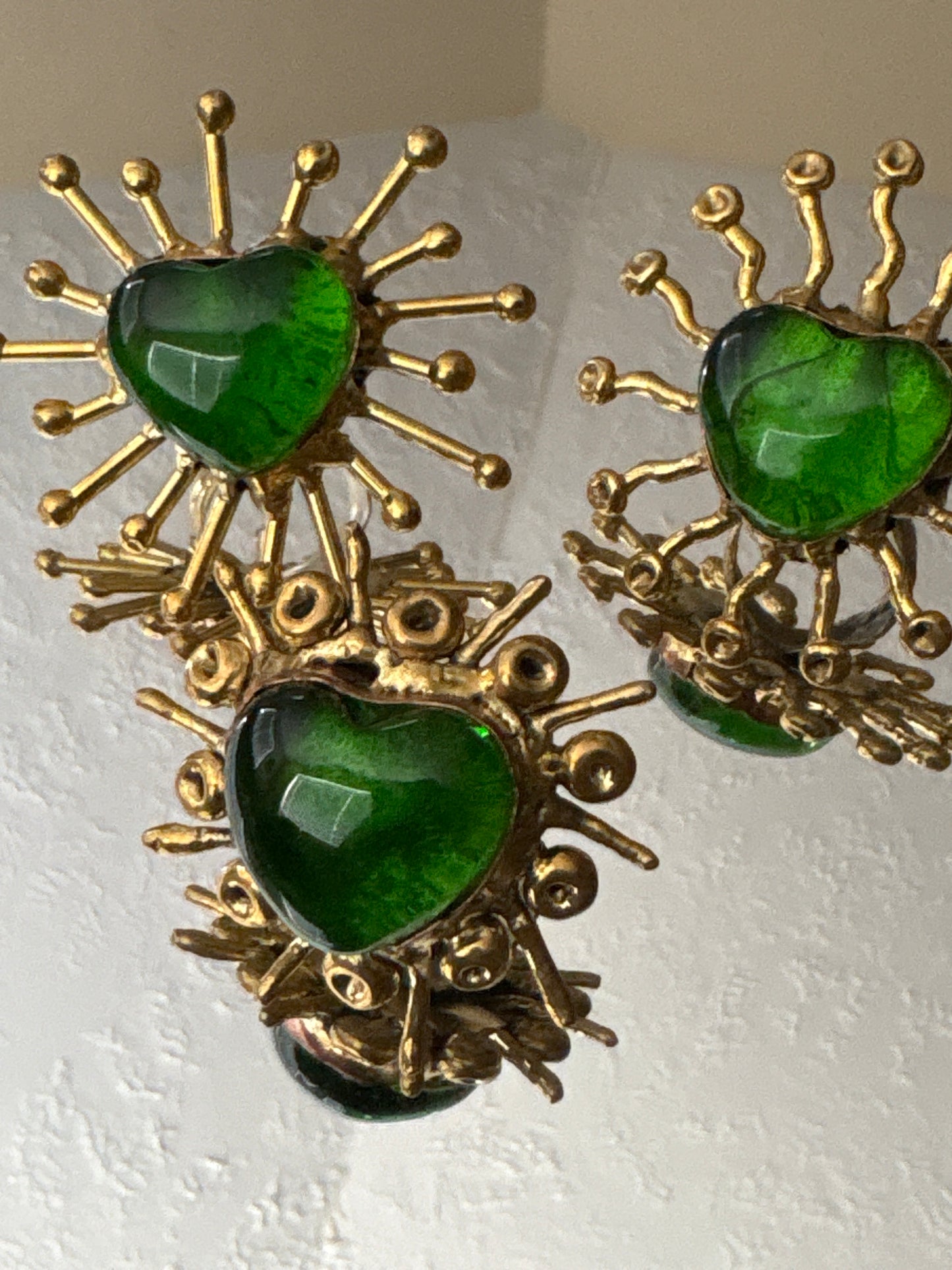 Glass Sacred Heart Ring - Green