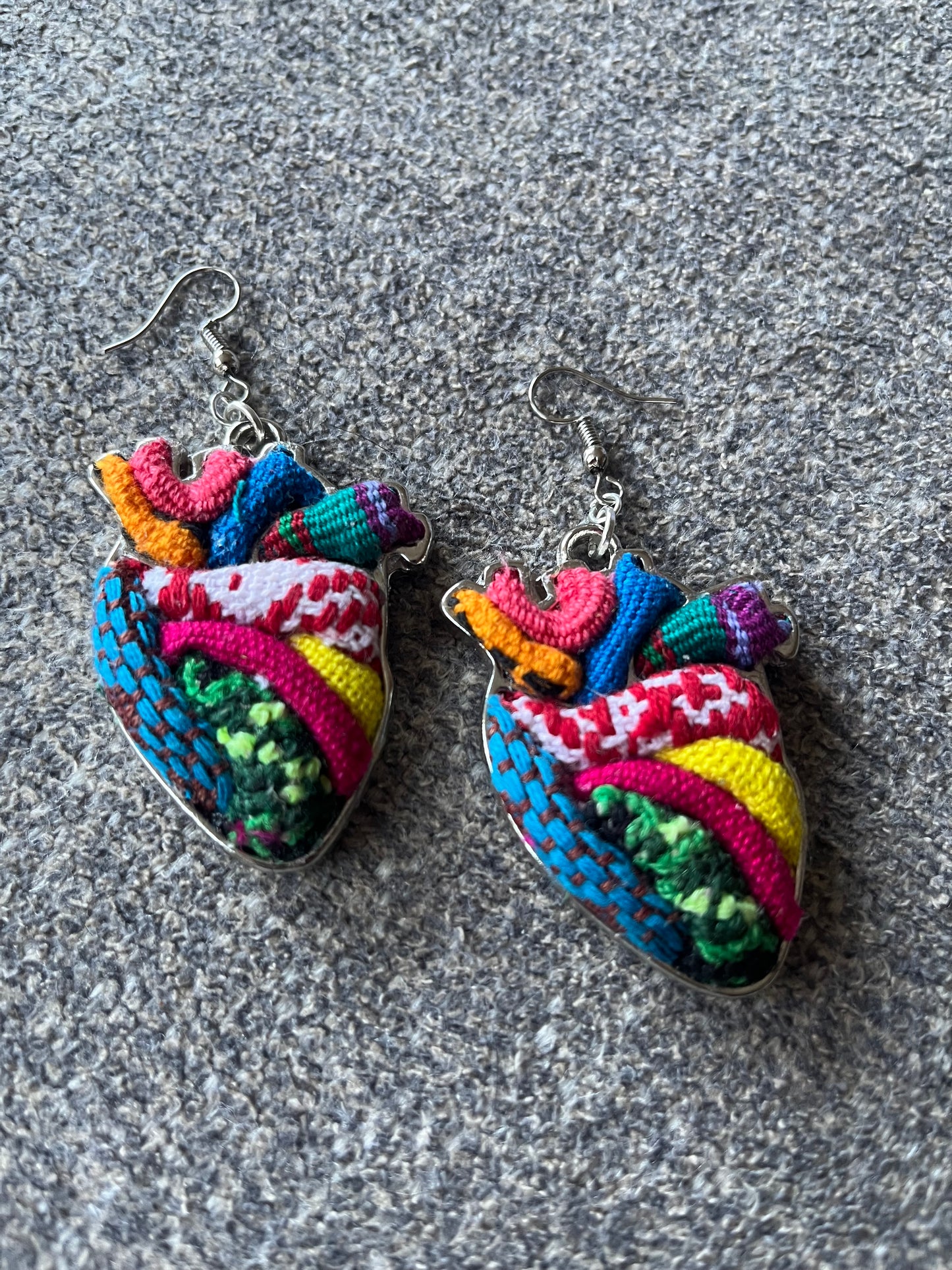 Sagrado Corazón Embroidery Anatomical Earrings