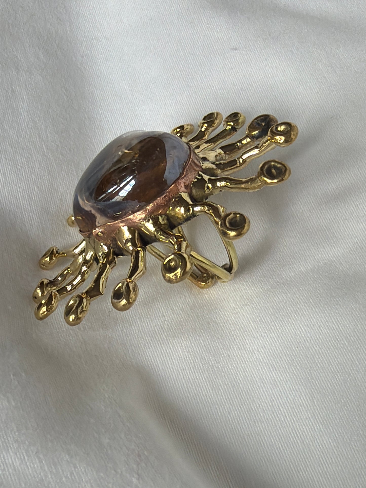 Sunburst Sacred Heart Handmade Ring - Iridescent