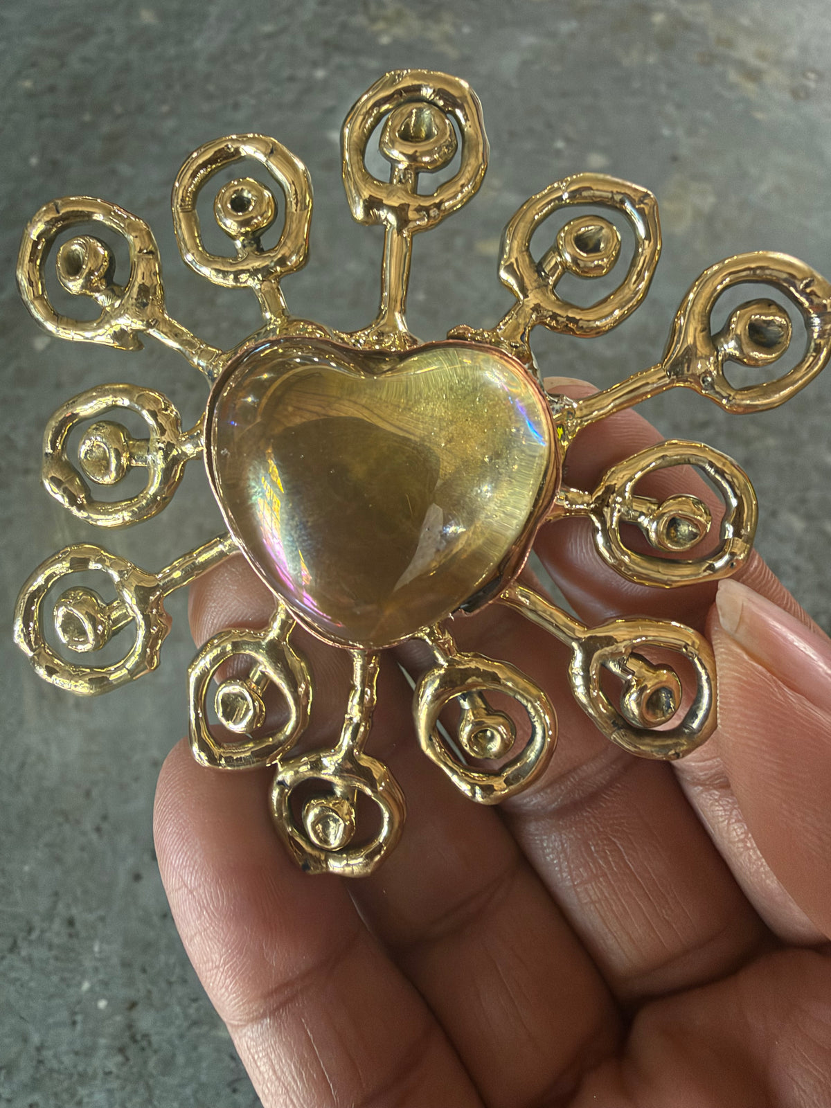 NEW Sunburst Flower Sacred Heart Ring