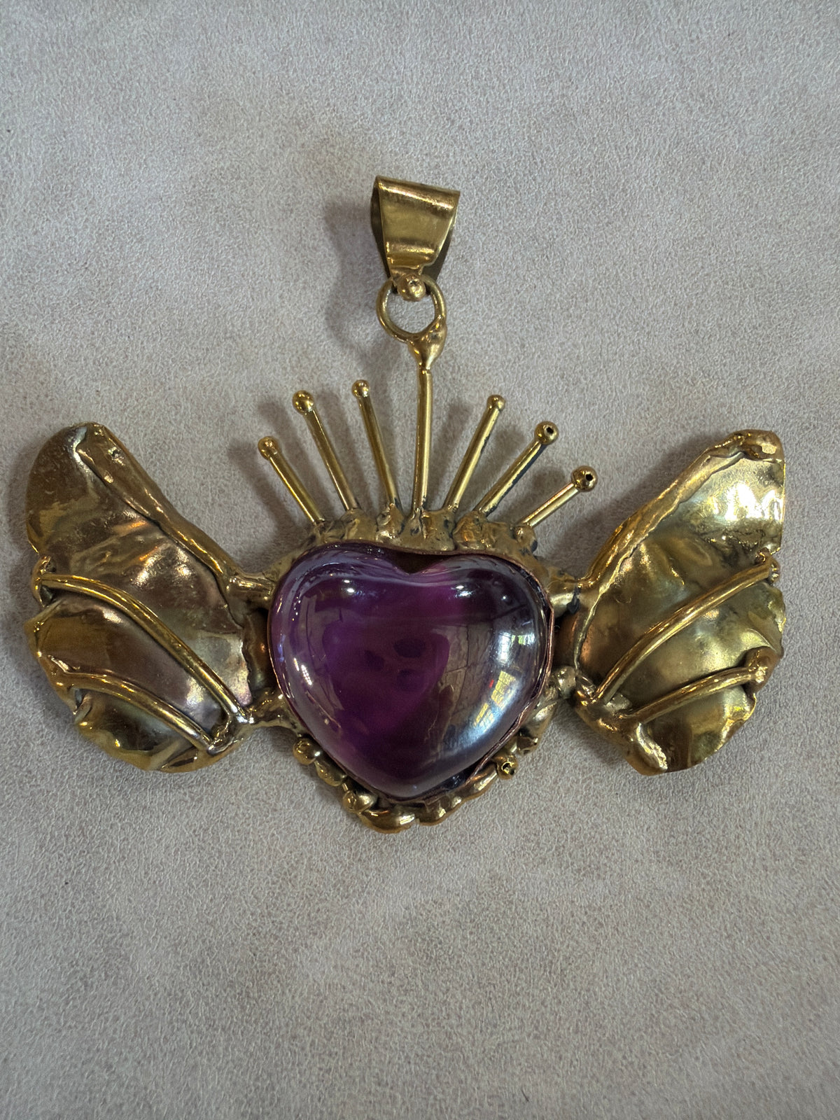 Sun Burst Pink - Iridescent purple Pendent Only - Handmade