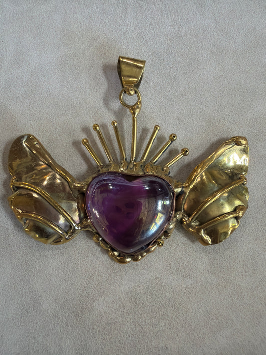 Sun Burst Pink - Iridescent purple Pendent Only - Handmade