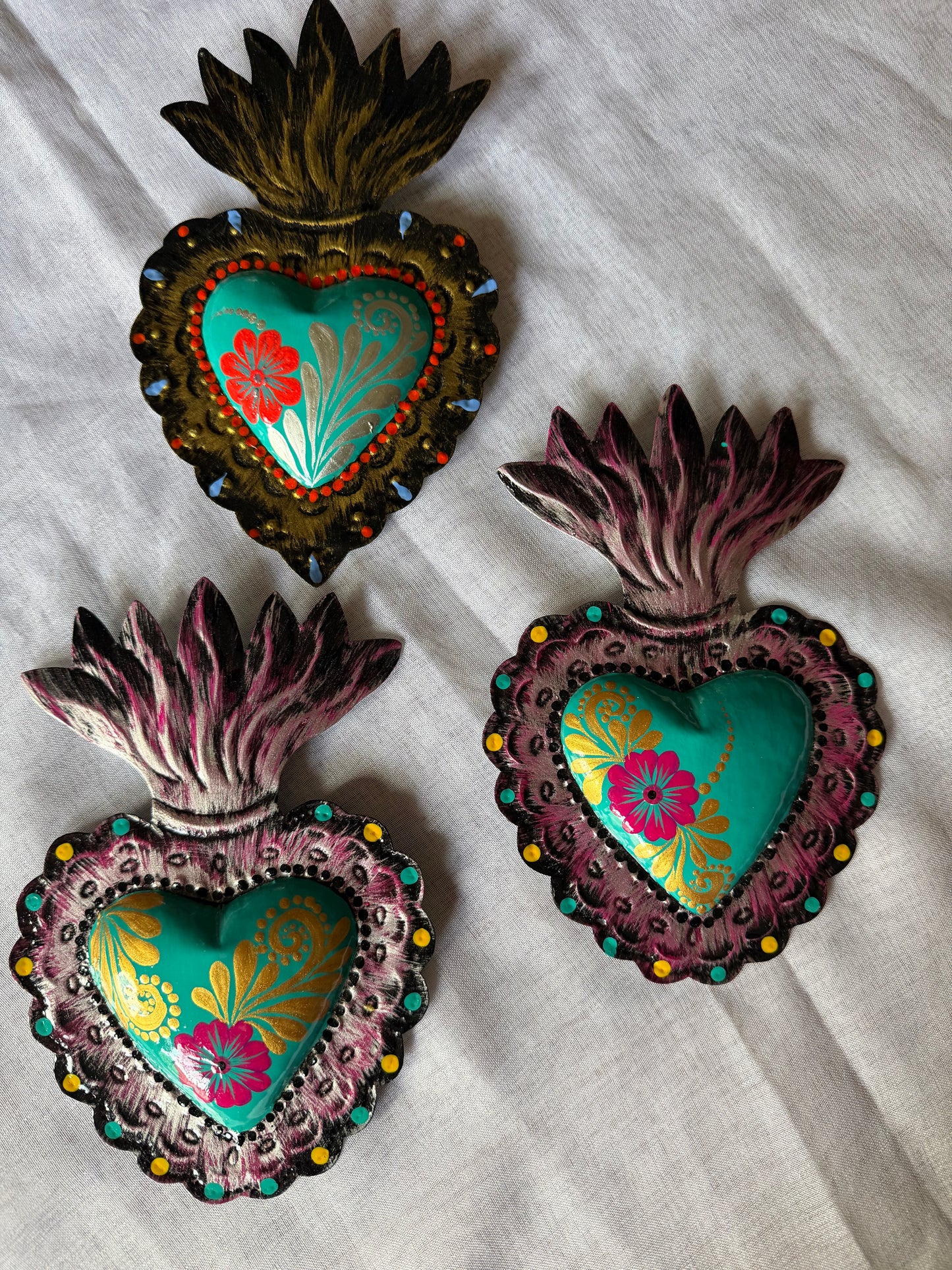 Teal Colorful Otomi Heart - Tin