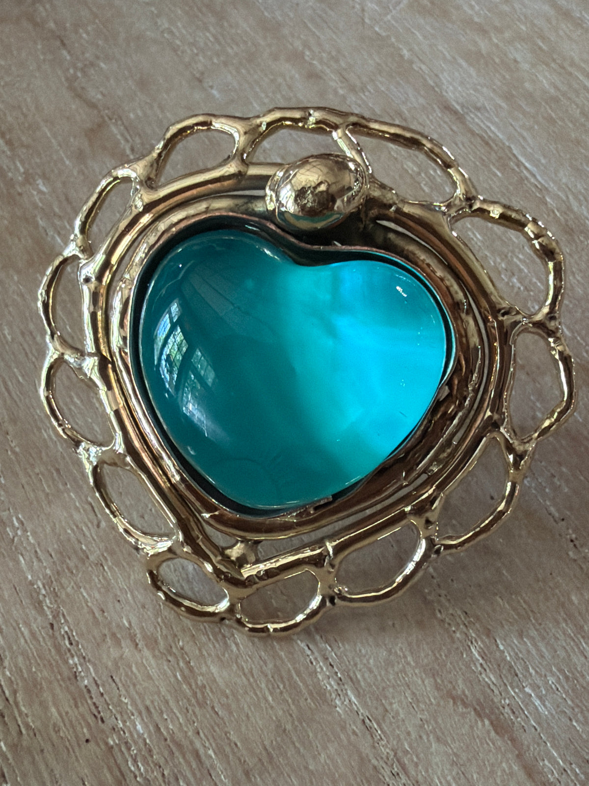 Teal Turquoise Sacred Heart Ring