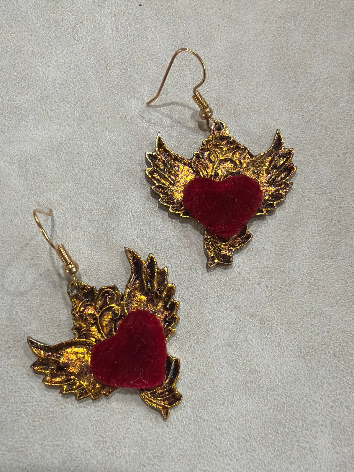 Embroidery Wing Heart Earrings