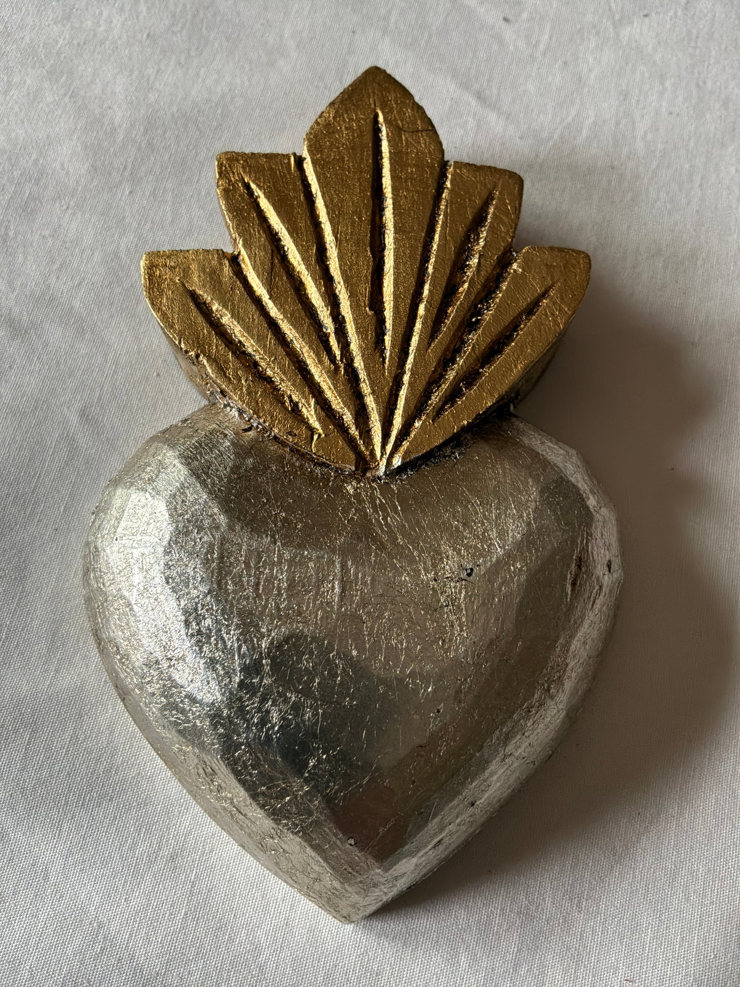 Gold - Silver - Red Leaf Heart