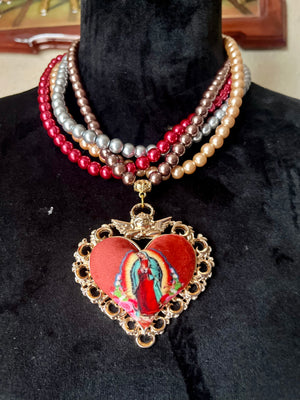 La Virgen de Guadalupe Sagrado Corazon Necklace Collares