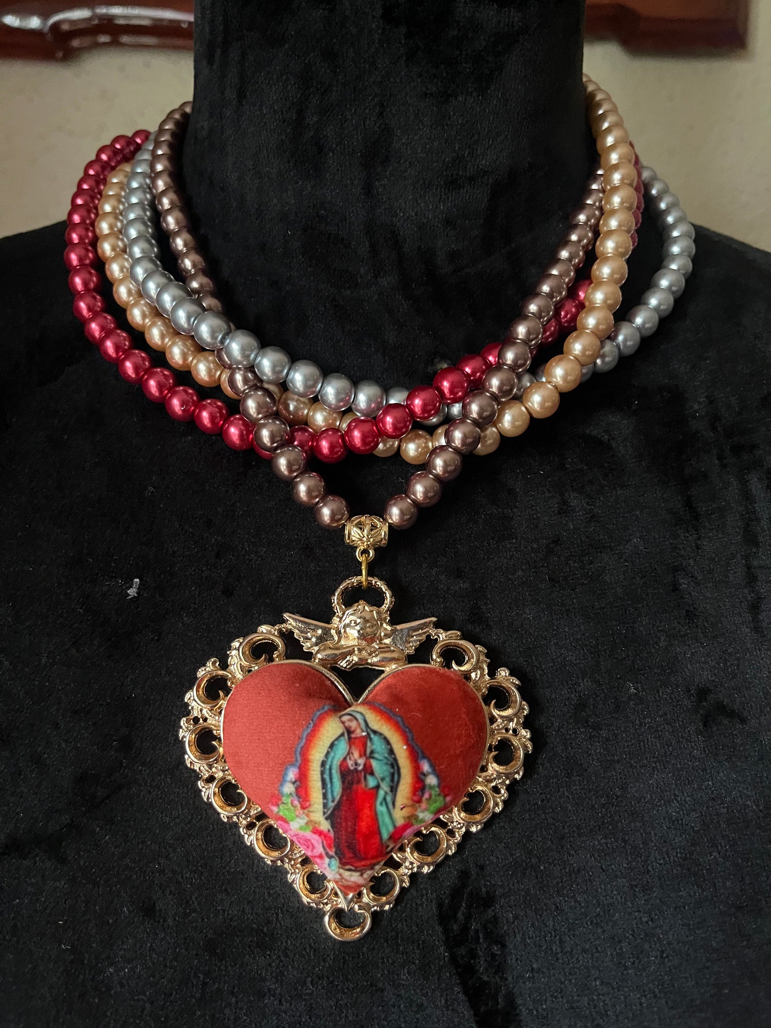 La Virgen de Guadalupe Sagrado Corazon Necklace Collares