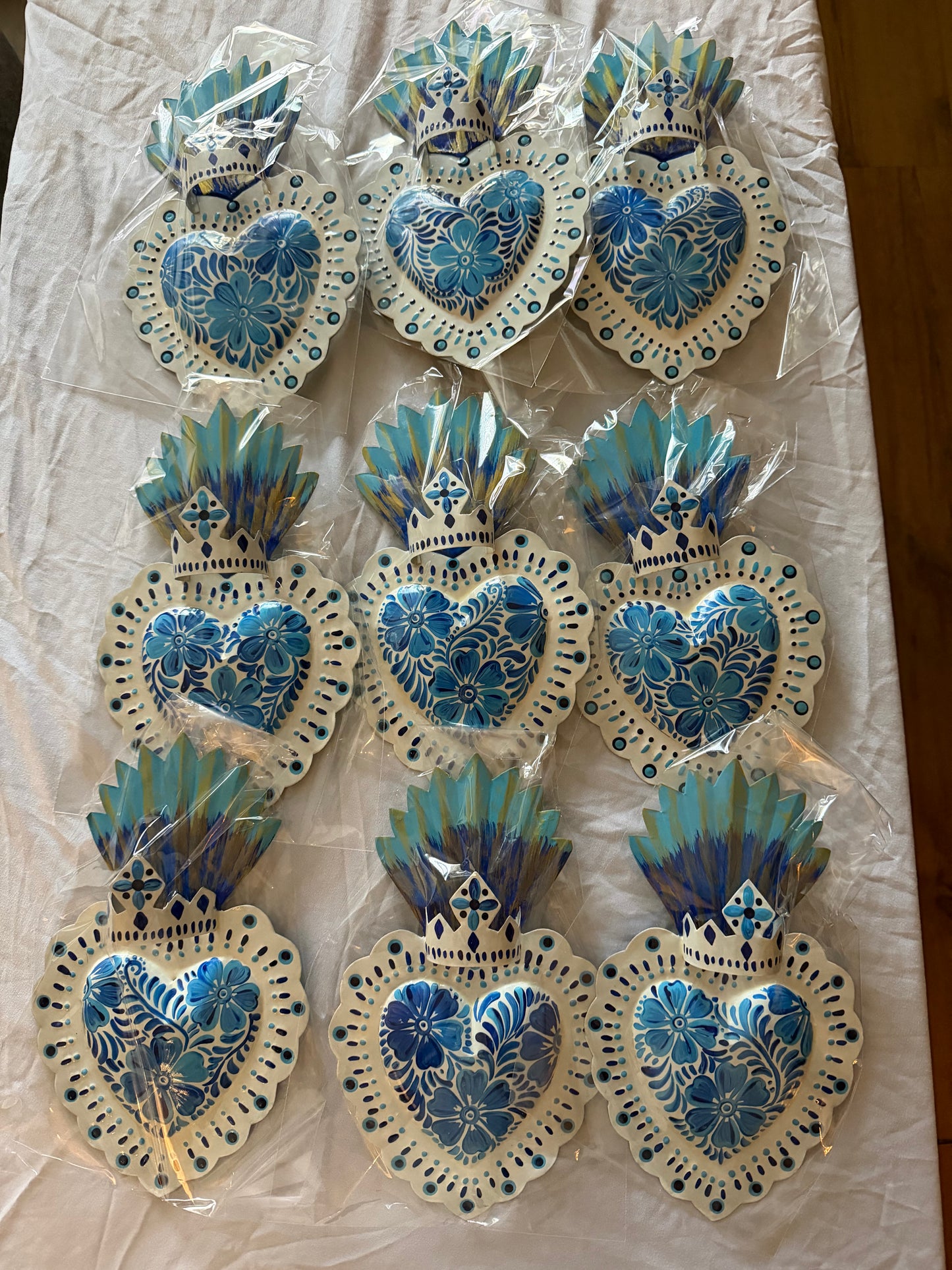 Blue and White Talavera Inspired Tin Heart